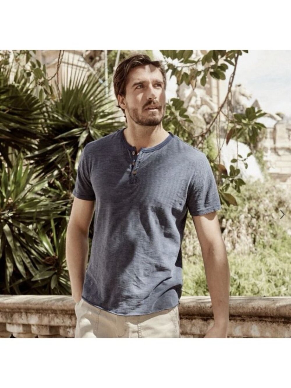 Marine Layer Men’s Short Sleeve Henley in Blue Stripe Size Medium/Large NWT